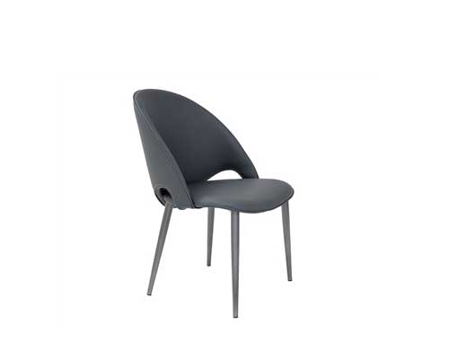  Scarlino dining chair in grey with a sleek, curved design and sturdy metal legs, perfect for contemporary dining settings. Now available at MH2G Furniture Showrooms.