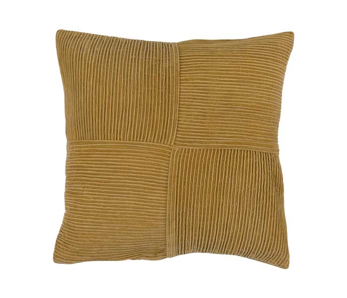 Striped Velvet Knife Edge Pleated Mustard Pillow 18